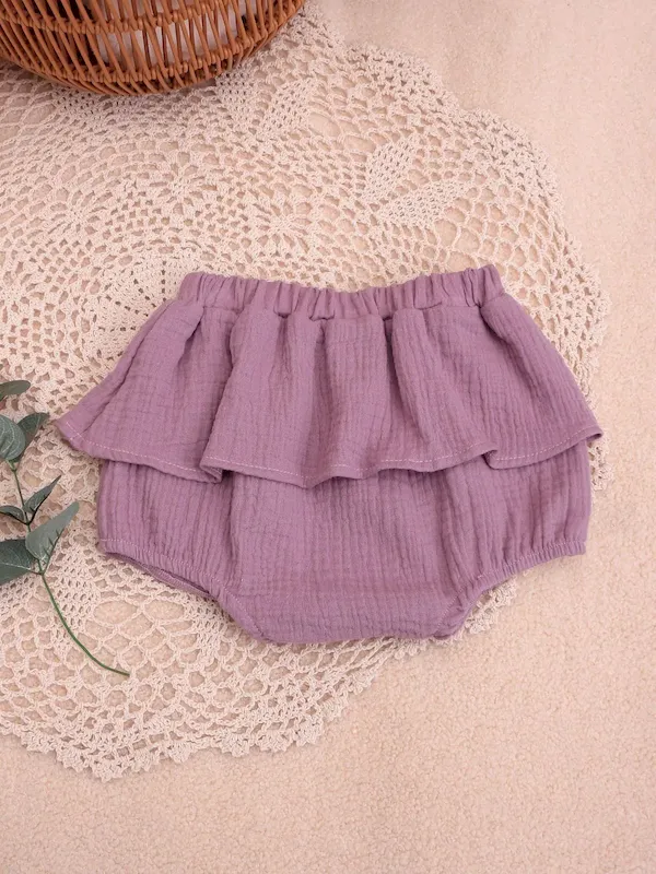 Wholesale Baby Girl Solid Color Ruffled Shorts - Image 6