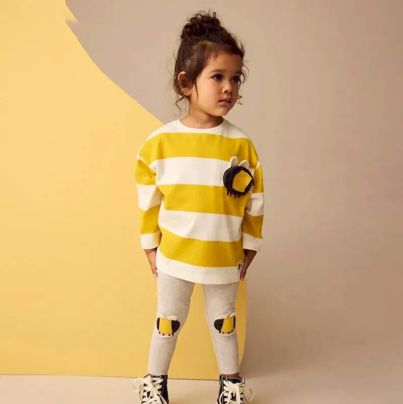 Wholesale Kids Girls' Fashion Casual Autumn And Winter Round Neck Stripe Long Sleeve Top Tight Pants Two-Piece Set