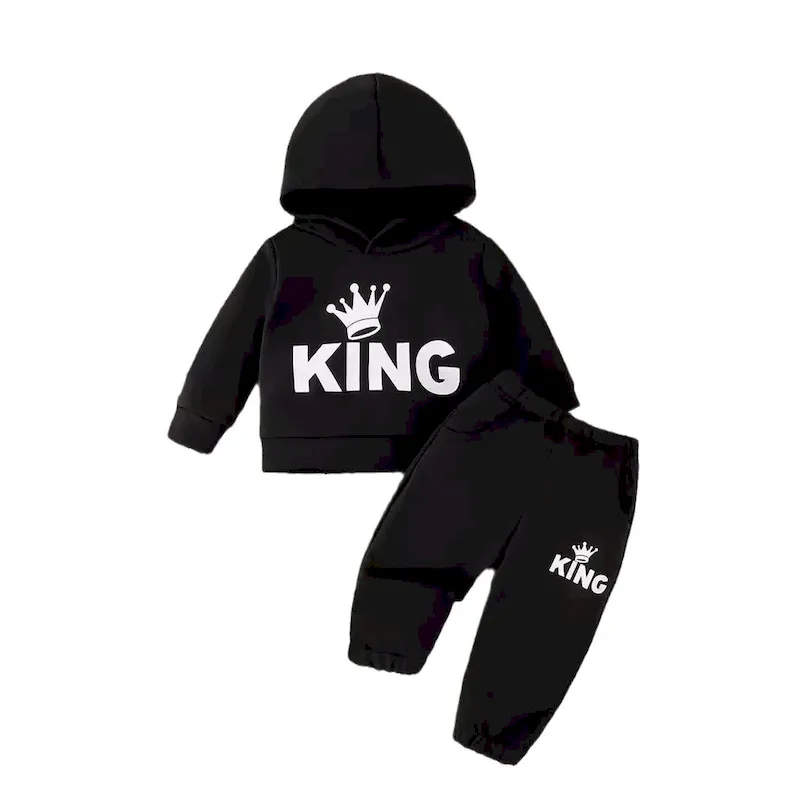 Wholesale Kids Baby Boys Autumn Winter Casual Sports Alphabet Long Sleeve Hoodies Trousers Sets - Image 4