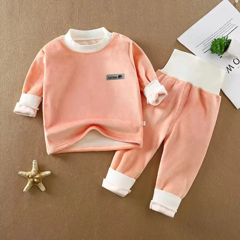 Wholesale Kids Baby Fashion Autumn And Winter Fleece-Lined Long-Sleeve Sweatshirt High Waist Pants Two-Piece Set - Image 14