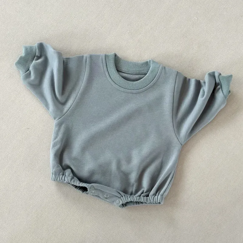 Wholesale Kids Baby Boys And Girls Fashion Simple Solid Color Round-Neck Long-Sleeve Rompers - Image 14