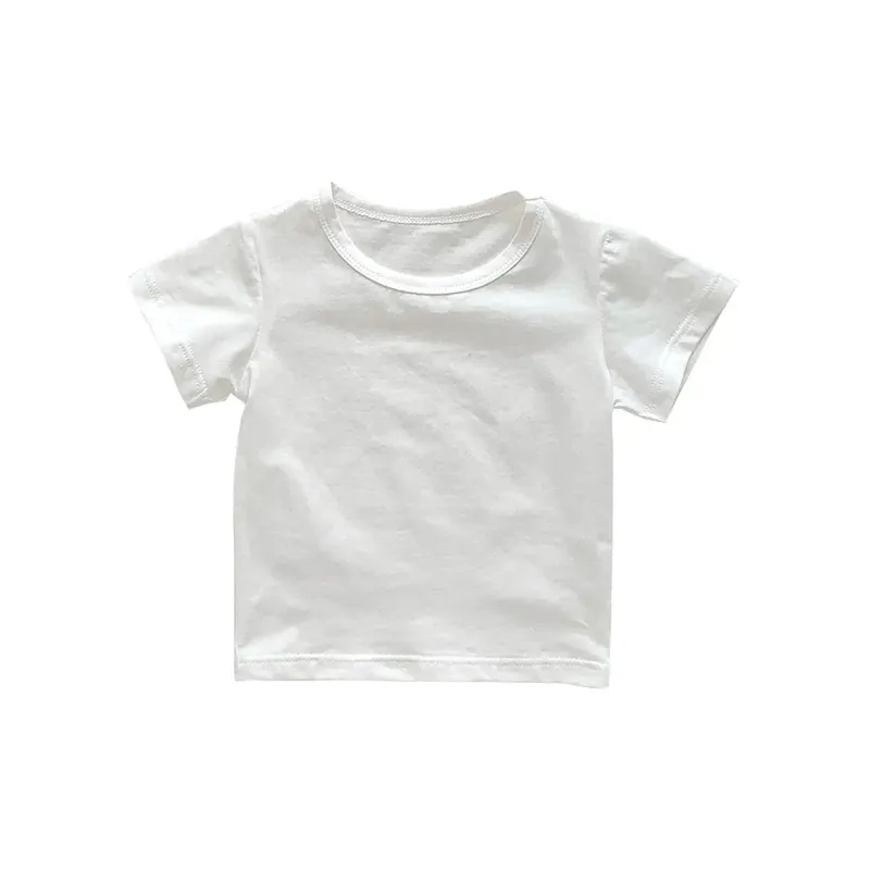 Wholesale Kids Baby Fashion Casual Solid Color Stripe Cotton Round Neck Short-Sleeve T-Shirt - Image 4