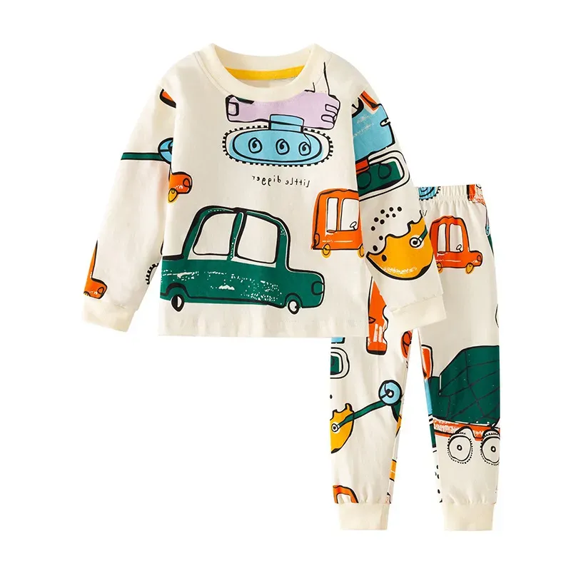 Wholesale Kids Boys Fashion Cartoon Printed Long Sleeve Top Slim Fit Pants Two-Piece Set