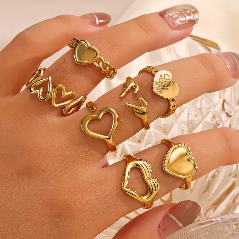 Wholesale Simple Fashion Stainless Steel Heart Ring