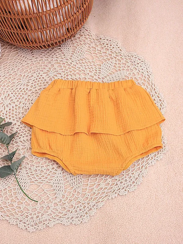 Wholesale Baby Girl Solid Color Ruffled Shorts - Image 5
