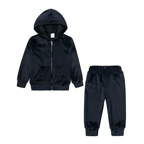 Wholesale Kids Toddler Big Boys Girls Casual Cute Solid Color Plush Long Sleeve Hoodies Trousers Set - Image 6