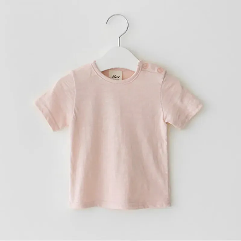 Wholesale Kids Baby Fashion Casual Solid Color Cotton Round Neck Short-Sleeve T-Shirt - Image 6