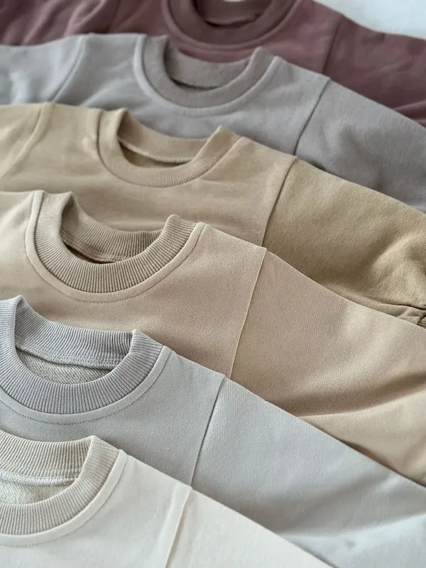 Wholesale Kids Baby Boys And Girls Fashion Simple Solid Color Round-Neck Long-Sleeve Rompers - Image 4