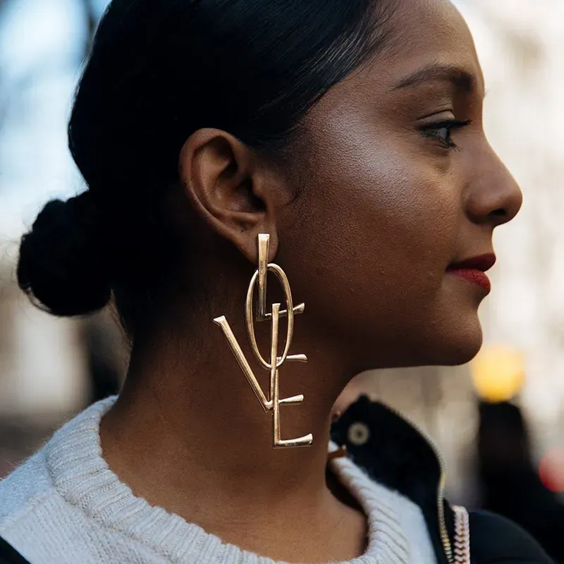 Wholesale Fashion Love Letter Pendant Earrings