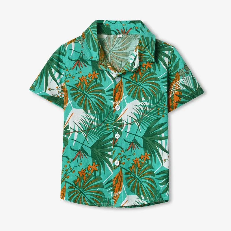Wholesale Summer Short-Sleeved Lapel Hawaiian Flower Shirt - Image 27