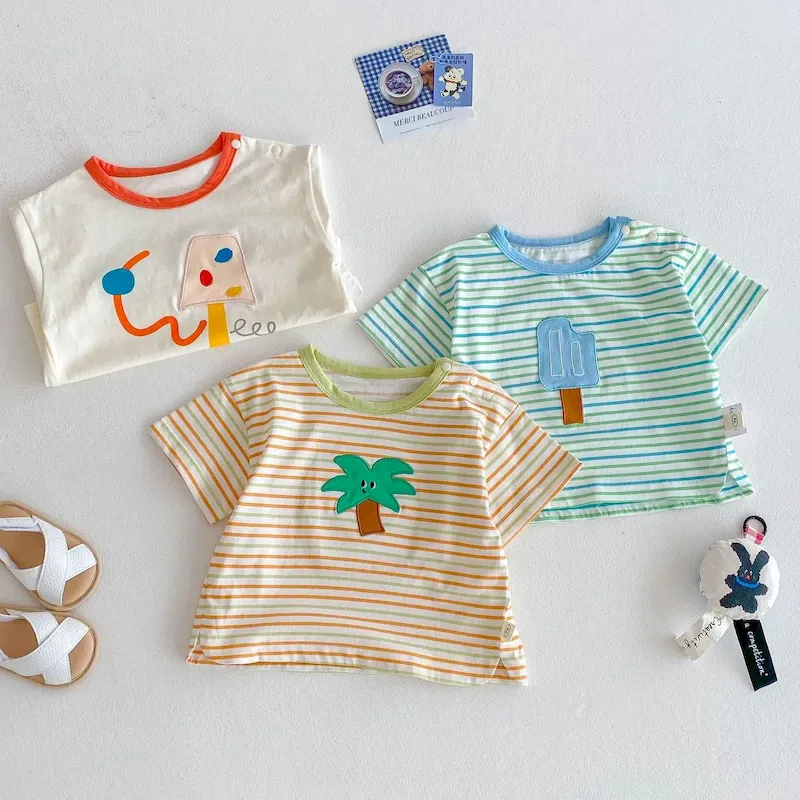 Wholesale Kids Boys Girls Stripe Cartoon T-Shirt