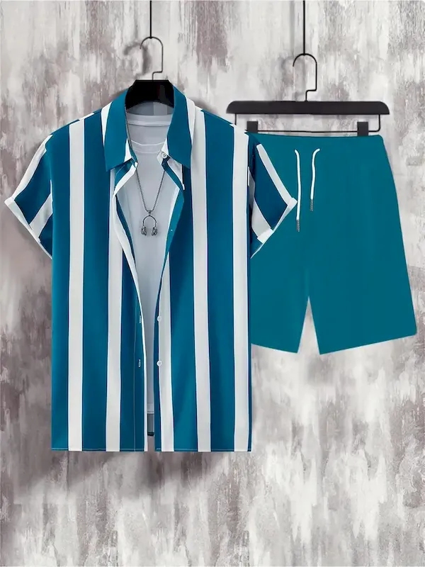 Wholesale Boys' Fashion Heart Print Short Sleeve Shirt And Shorts Two-Piece Set - Image 17