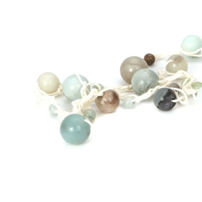 Wholesale Women Fashion Retro Ball Stone Hand Woven Double Layer Beaded Long Necklace - Image 4