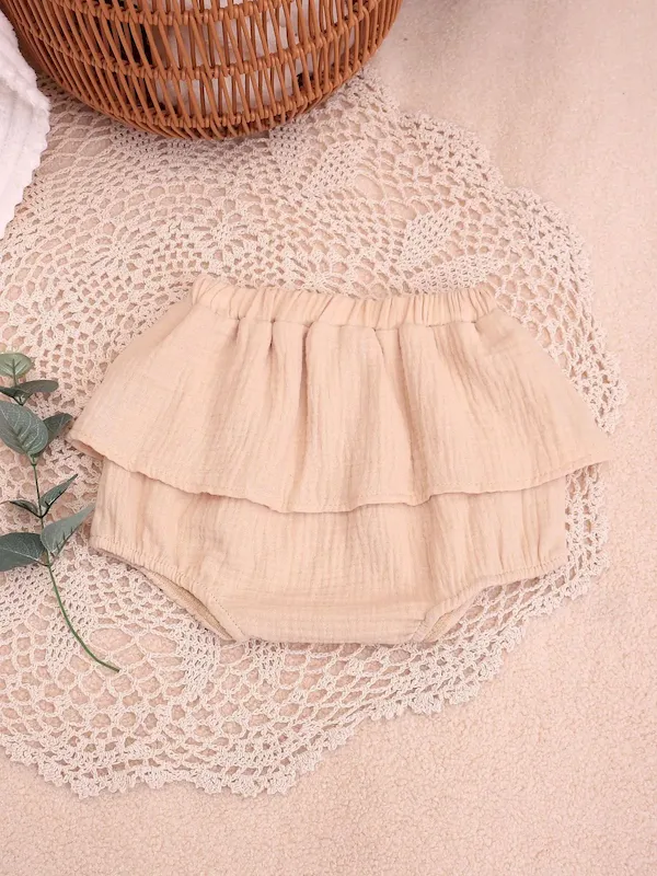Wholesale Baby Girl Solid Color Ruffled Shorts - Image 9