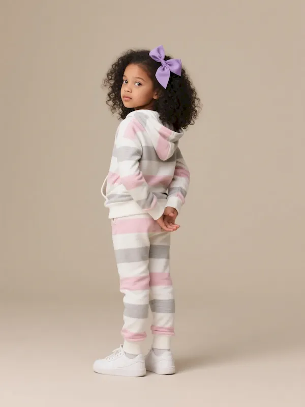 Wholesale Kids Girls' Fashion Casual Autumn Stripe Long-Sleeve Hoodies Slim Fit Pants Two-Piece Set - Image 3