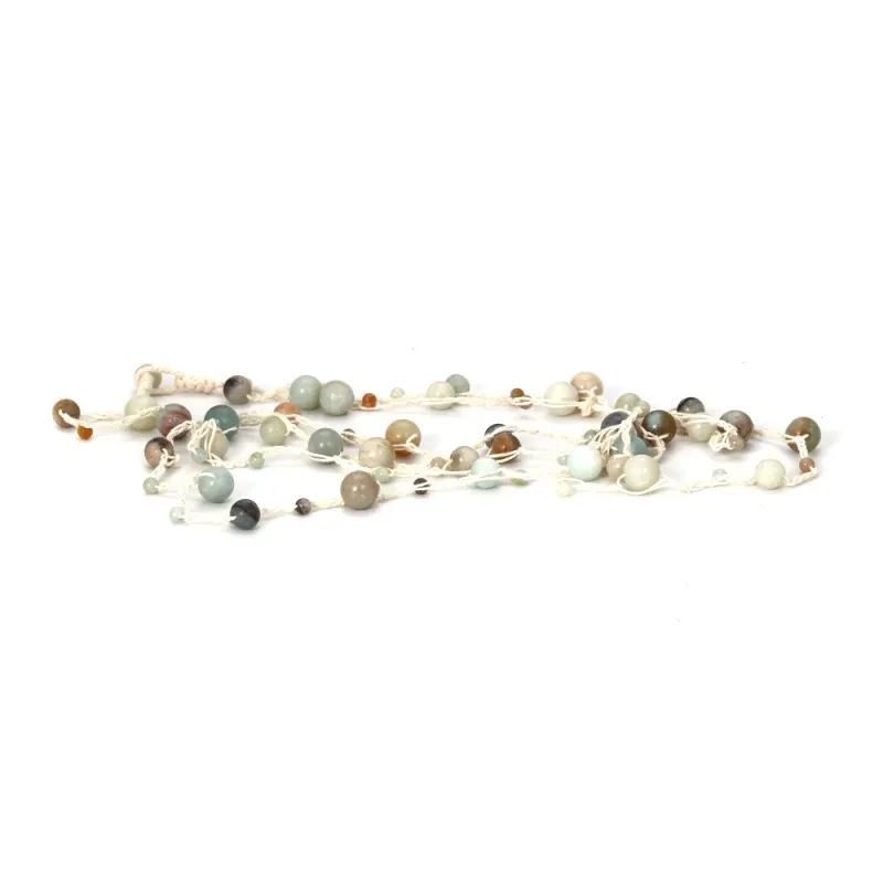 Wholesale Women Fashion Retro Ball Stone Hand Woven Double Layer Beaded Long Necklace - Image 5